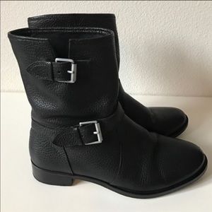 Jcrew black leather moto boots